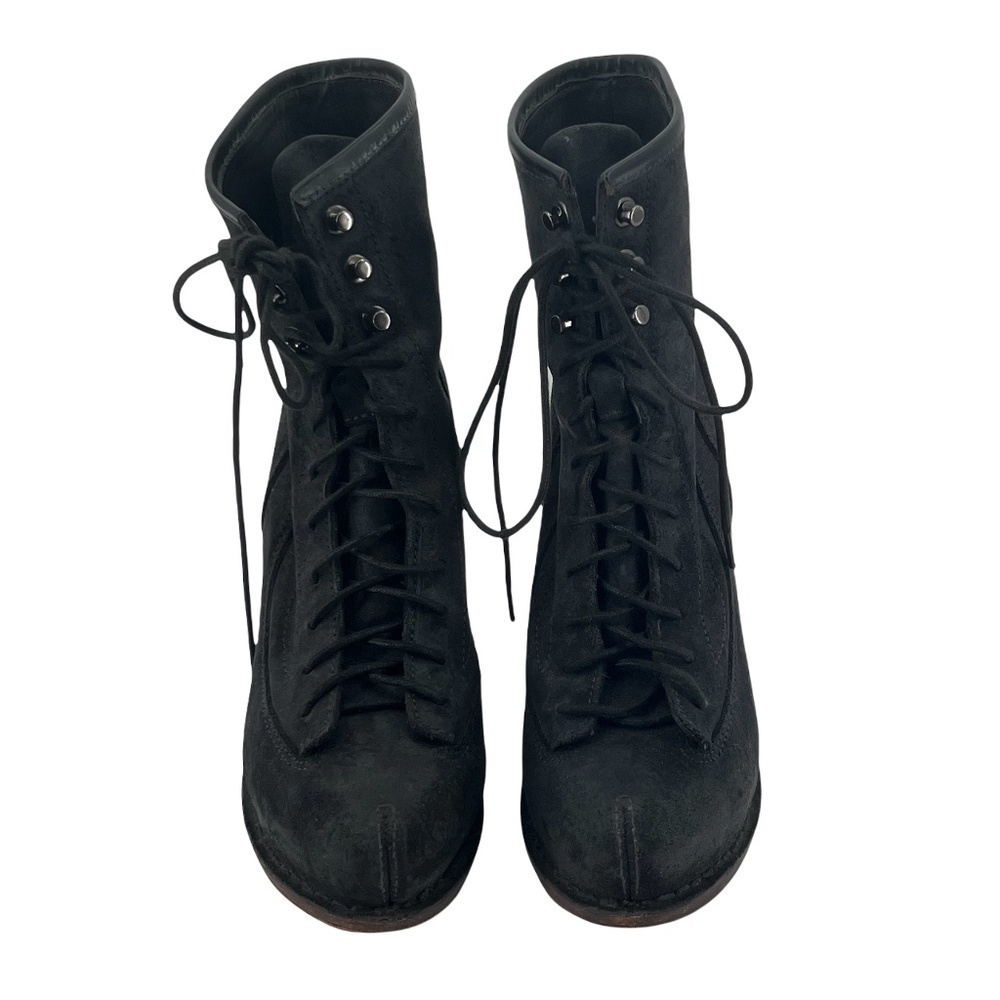 rag & bone Black Suede Lace Up Wedge Boots Size 38 Women’s